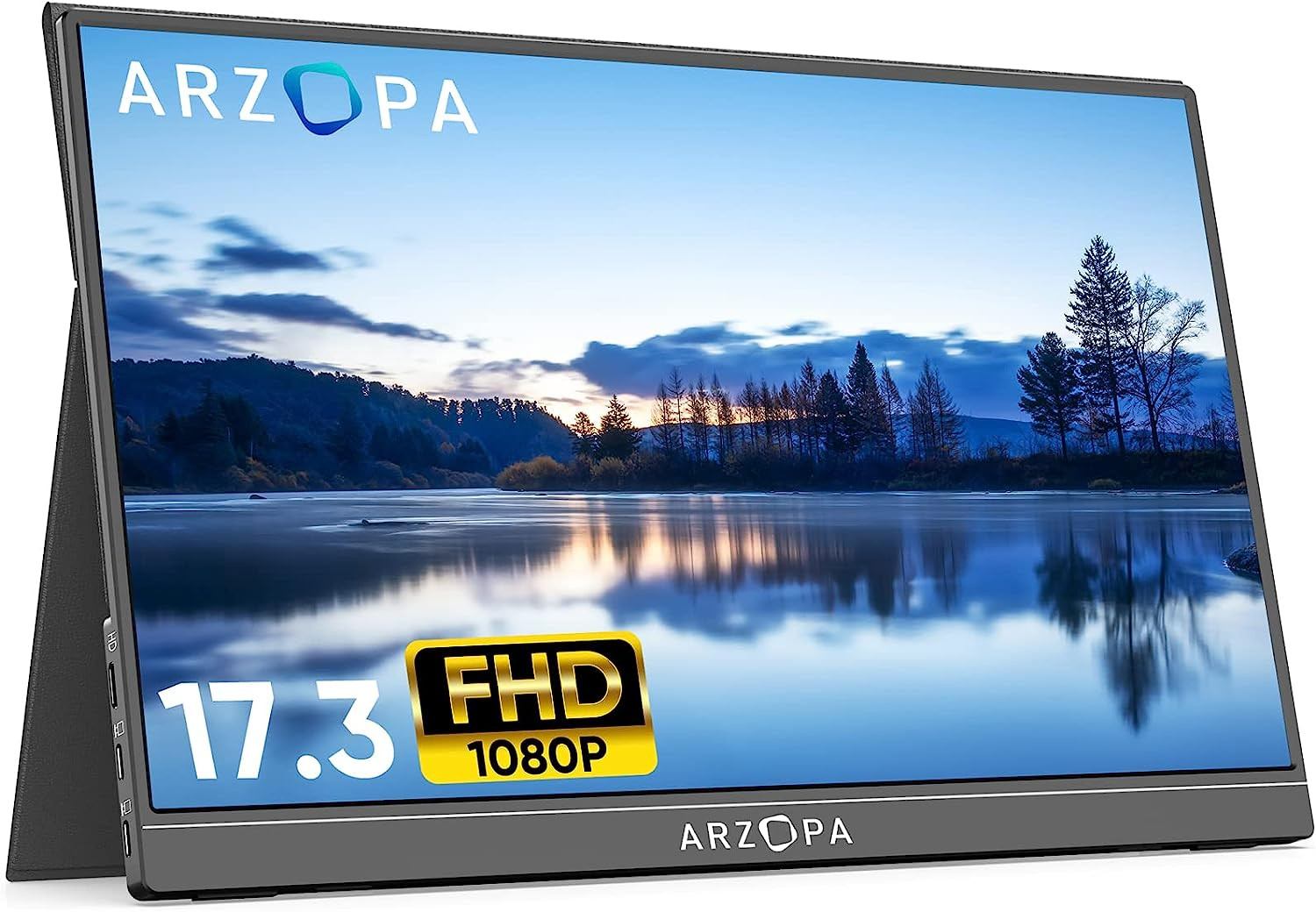 ARZOPA 17.3 Pouces Ecran Portable, 1080 FHD Moniteur Portable, 100% SRGB IPS avec HDMI/Type-C/USB-C pour Ordinateur portable/PC/Mac/PS4/PS5/Xbox/téléphone/Switch