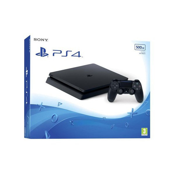 Sony, PlayStation 4 Slim 500 Go, Console PS4 Slim + 1 Manette Sans Fil DUALSHOCK 4 V2, Châssis F, Couleur : Jet Black