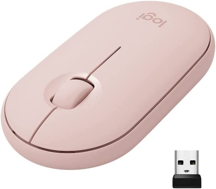 Logitech M350, souris sans fil avec Bluetooth ou récepteur 2,4 GHz, souris silencieuse et ultra-fine pour ordinateur portable, notebook, iPad, PC, Mac et Chromebook - Rose